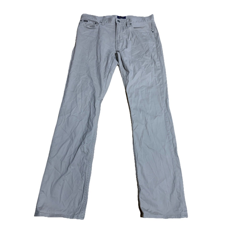 Polo Ralph Lauren Jeans Pants Mens 32x32 Beige Stretch Slim Straight Fit Denim